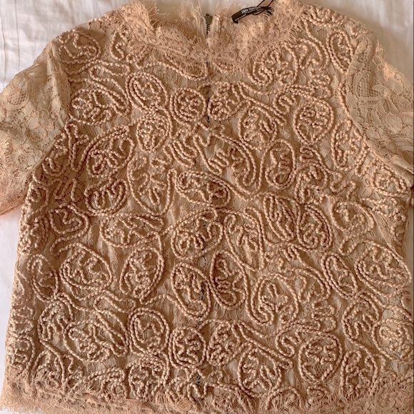 ZARA Lace top NWOT gorgeous nude color size M - Picture 3 of 9